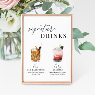 Modern Elegant Vattenfärg Namnteckning Drinks-teck