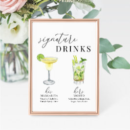 Modern Elegant Vattenfärg Namnteckning Drinks-teck