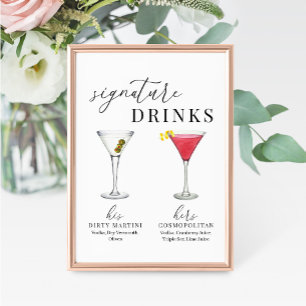 Modern Elegant Vattenfärg Namnteckning Drinks-teck