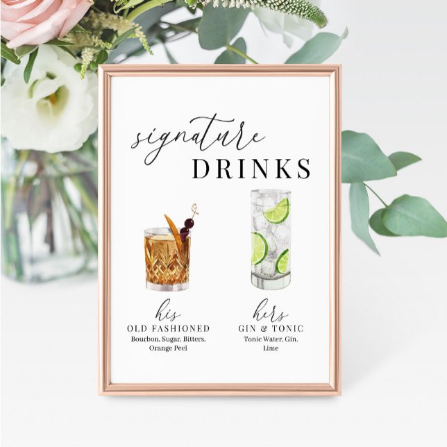Modern Elegant Vattenfärg Namnteckning Drinks-teck (Skapare uppladdad)