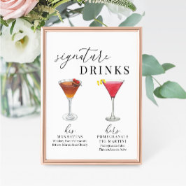 Modern Elegant Vattenfärg Namnteckning Drinks-teck