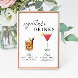 Modern Elegant Vattenfärg Namnteckning Drinks-teck