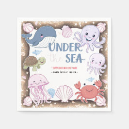 Modern elegant vattenfärg under Havets födelsedag6 Pappersservett