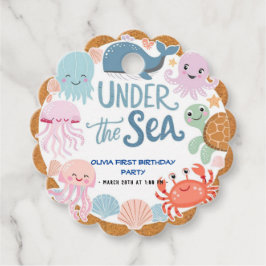 Modern elegant vattenfärg under Havsfödelsedag4 Gåvor Etiketter