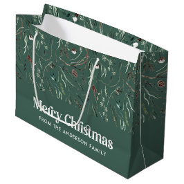 Modern elegant vattenfärgsblad grönt jul