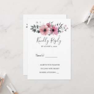 Modern elegant vattenfärgsblommor Bröllop OSA Inbjudningar