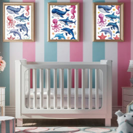 Modern elegant vattenfärgsdjur 3 poster