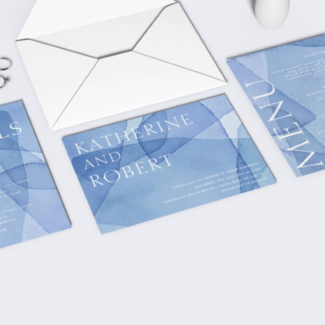 Modern Elegant vattenfärgsformer Bröllop Inbjudningar (Skapare uppladdad)