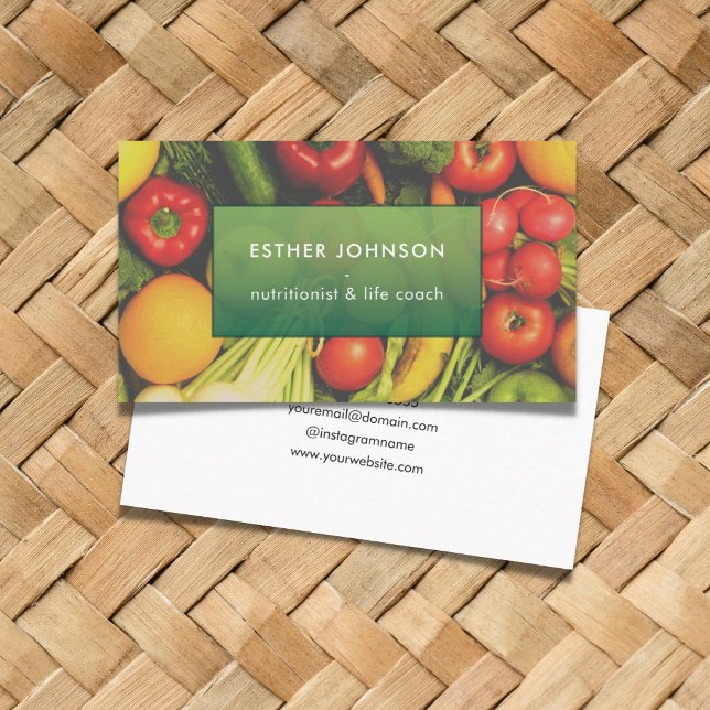 Modern Elegant Vegetables Nutrition Life Coach Visitkort (Skapare uppladdad)