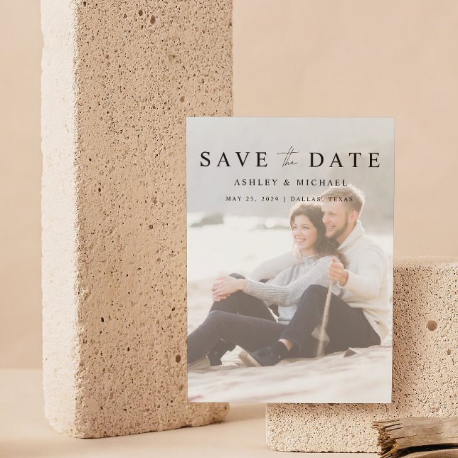 Modern Elegant Vellum Overlay 2 Photo Bröllop Spara Datumet (Save Your Date in Style! Elegant & Personalizable Wedding Card. 💍💌 [Add Details])