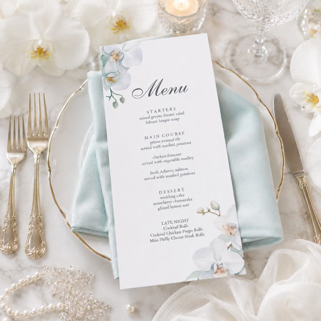 Modern Elegant Vild Orchidé Bröllop  Meny (Modern Elegant Wild Orchid Wedding Menu)