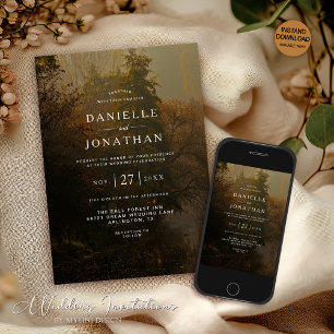 Modern Elegant Vintage Rustic Fall Wedding Inbjudningar