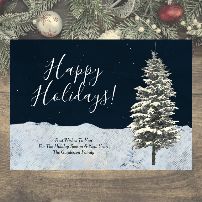 Modern Elegant Vinterfirande Julkort (Celebrate the Holiday Season and New Year! Elegant and simple holiday card.)