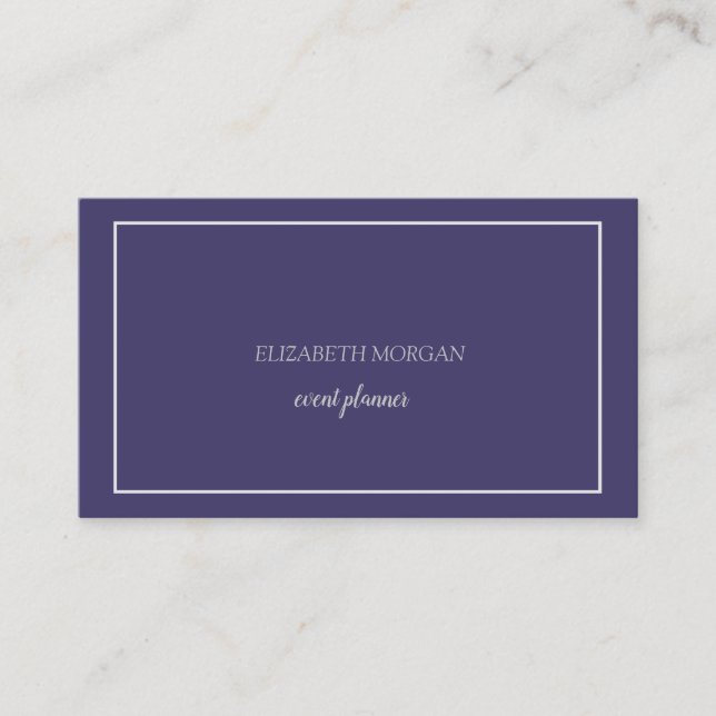 Modern Elegant Violett Enkel Minimalistisk Ram Visitkort (Framsida)