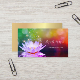 Modern Elegant Violett Lotus Guld Yogainstruktör Visitkort