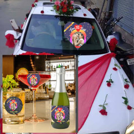 Modern Elegant VIP-Anpassningsbar Photo Bröllop-fä Hjärtformat Klistermärke