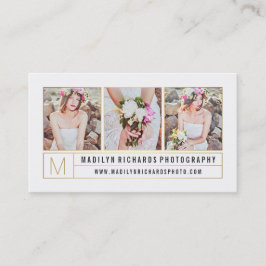 Modern elegant, vit chic guld linjer-fotografi visitkort