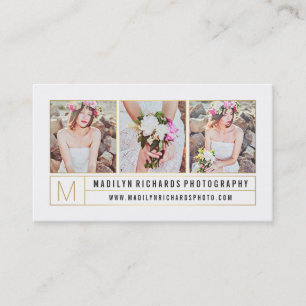 Modern elegant, vit chic guld linjer-fotografi visitkort