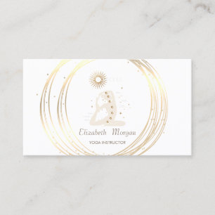 Modern Elegant Vit, Guld Cirklar Yoga Flicka Visitkort