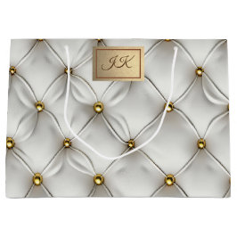 Modern Elegant Vit Läder Tufted Guld