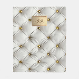 Modern Elegant Vit Läder Tufted Guld Fleecefilt