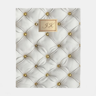 Modern Elegant Vit Läder Tufted Guld Fleecefilt