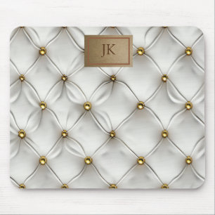 Modern Elegant Vit Läder Tufted Guld Musmatta