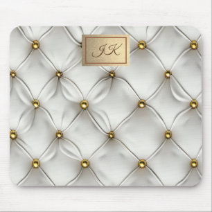 Modern Elegant Vit Läder Tufted Guld Musmatta