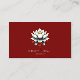 Modern Elegant Vit Lotus Röd Visitkort