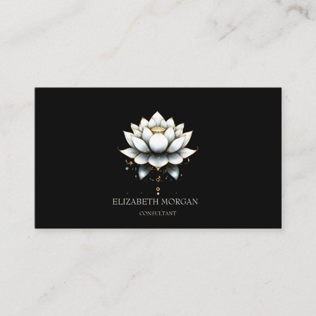 Modern Elegant Vit Lotus Visitkort (Framsida)