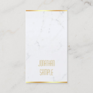 Modern Elegant - vit marble Guld-textmall Visitkort