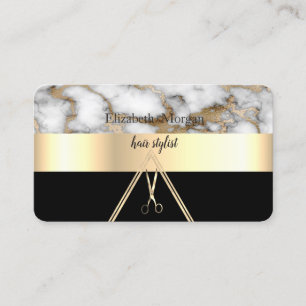 Modern Elegant Vit Marmor Svart, Guld, Saxar Visitkort