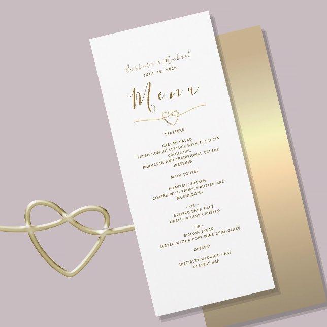 Modern Elegant Vit och Guld Bröllopsmeny Meny (Skapare uppladdad)