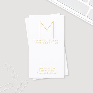 Modern elegant vit- och guldMonogram Visitkort