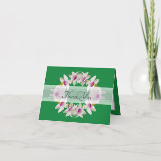 Modern Elegant Vit Orkidé Lei Blommig Tacksamhet Tack Kort
