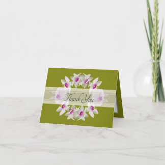 Modern Elegant Vit Orkidé Lei Blommig Tacksamhet Tack Kort