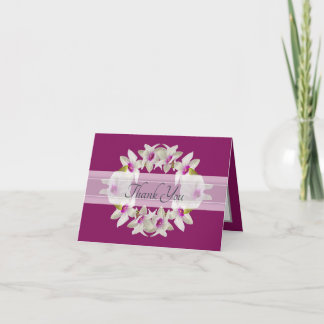 Modern Elegant Vit Orkidé Lei Blommig Tacksamhet Tack Kort
