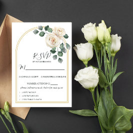 Modern Elegant Vit ros & Golden Arch Bröllop OSA Kort