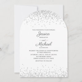 Modern Elegant Vit Silver Glitter Båge Bröllop Inbjudningar