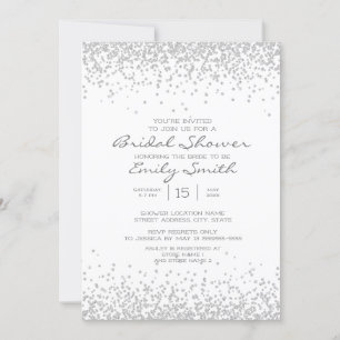 Modern Elegant Vit Silver Glitter Bröllopsdusch Inbjudningar
