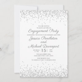 Modern Elegant Vit Silver Glitter Förlovningsring Inbjudningar