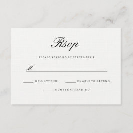 Modern Elegant Vit Svart Bröllop RSVP OSA Kort