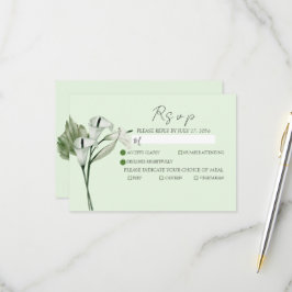 Modern Elegant Vita Calla Lilies Bröllop OSA Kort