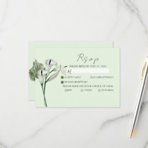 Modern Elegant Vita Calla Lilies Bröllop OSA Kort