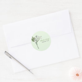 Modern Elegant Vita Calla Lilies Bröllop Runt Klistermärke