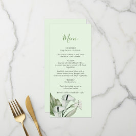 Modern Elegant Vita Calla Lilior Bröllop Meny