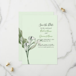 Modern Elegant Vita Calla Lilior Bröllop Spara Datumet