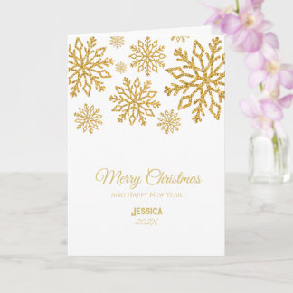 Modern Elegant Vita och Guld God jul Kort