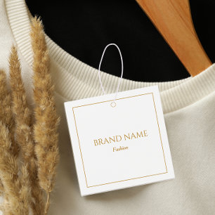 Modern Elegant Vita och Guld Prisa Märkre Fyrkantigt Visitkort