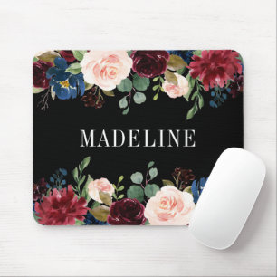 Modern Elegant Watercolor Blommigt Fashionable Bla Musmatta